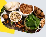 Tofu, soczewica, orzechy, szpinak i mieszanka nasion – tak właśnie wyglądają zdrowe posiłki, które jedzą weganie.