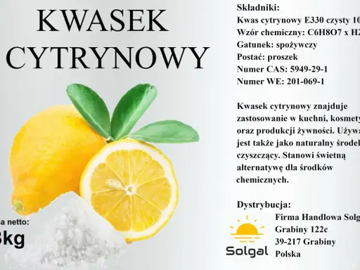 Kwasek cytrynowy w proszku, 3kg. Czy kwasek cytrynowy jest zdrowy? Używany w kuchni, kosmetyce, jako naturalny środek czyszczący.