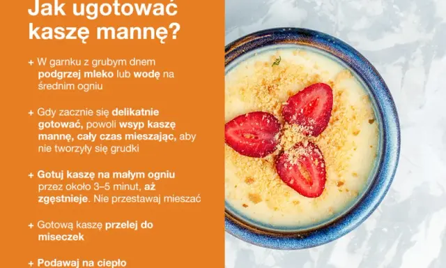 Kaszka manna z truskawkami i kruszonką, idealna na ciepło. Poznaj prosty przepis na kaszę manną skład.